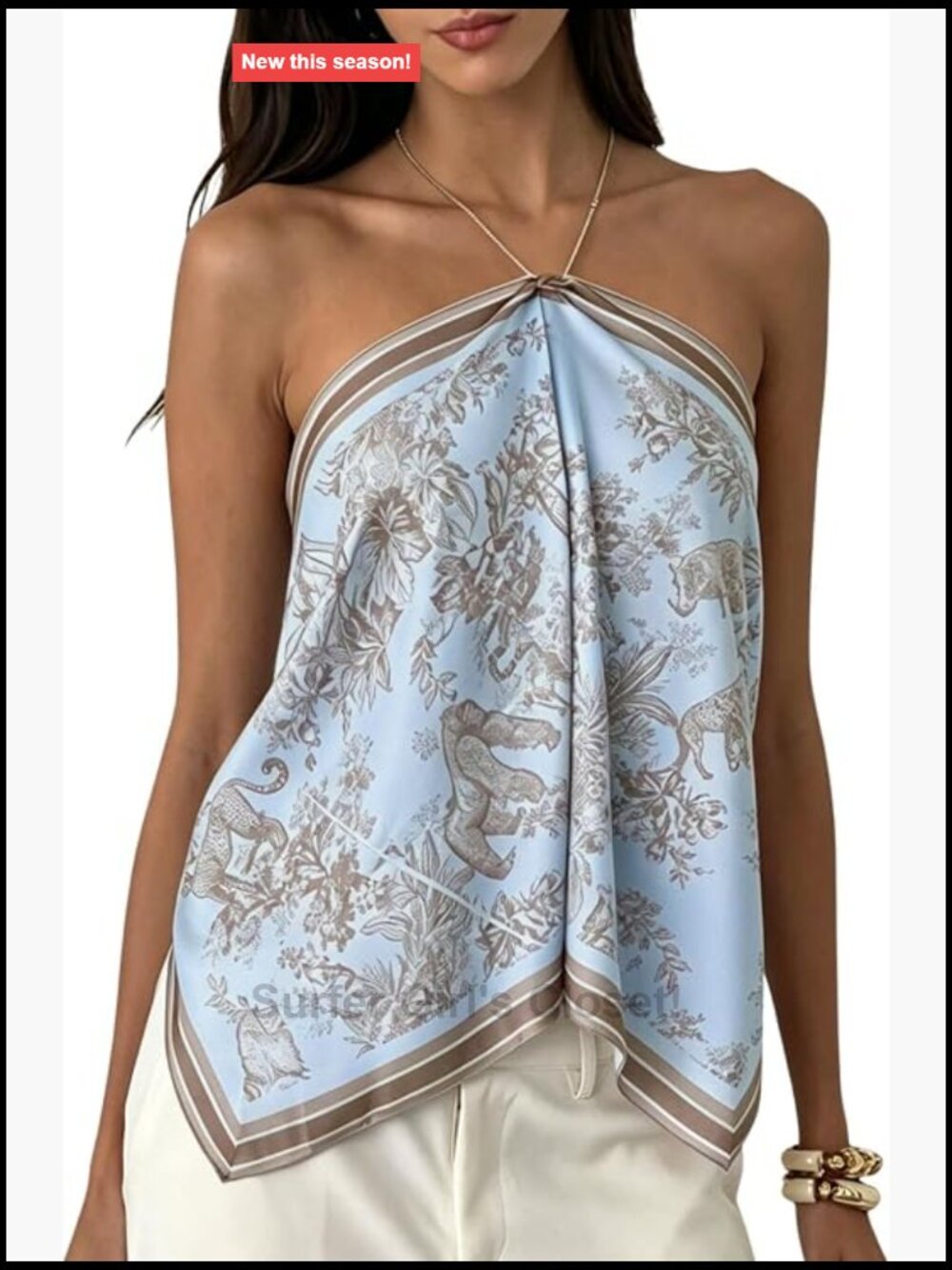 Womens Halter Satin Crop Top Flowy Camisole Sleeveless Bandana Style